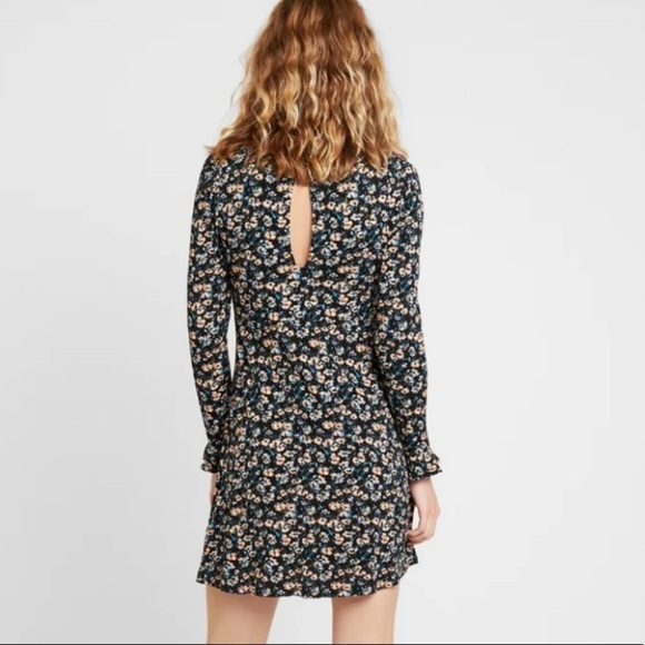 NWT Free People Say Hello Micro Floral Print Long Sleeve Ruffle Mini Dress - Picture 5 of 9